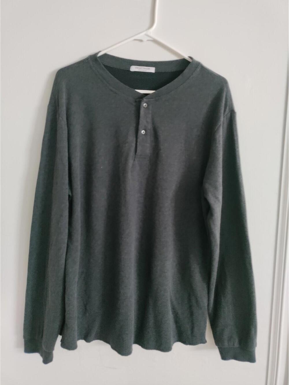 Sweat Tailor Men's Long Sleeve Henley Shirt Dark Gray • Large